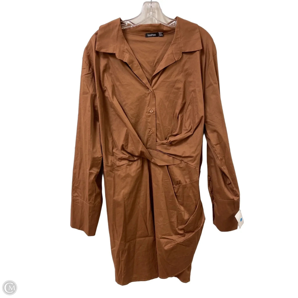 Dress Casual Midi By Boohoo Boutique In Brown, Size: 2x
