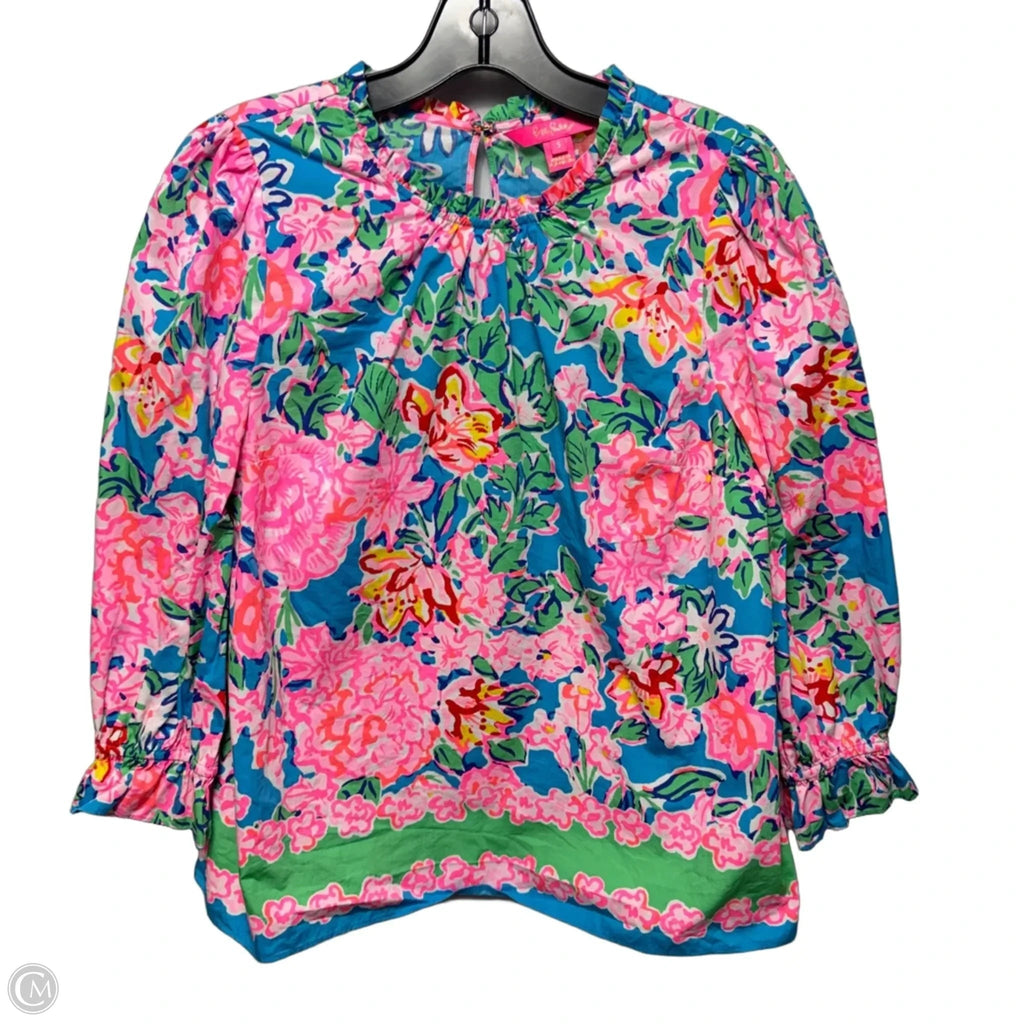 Top Long Sleeve Designer By Lilly Pulitzer In Floral Print, Size: S