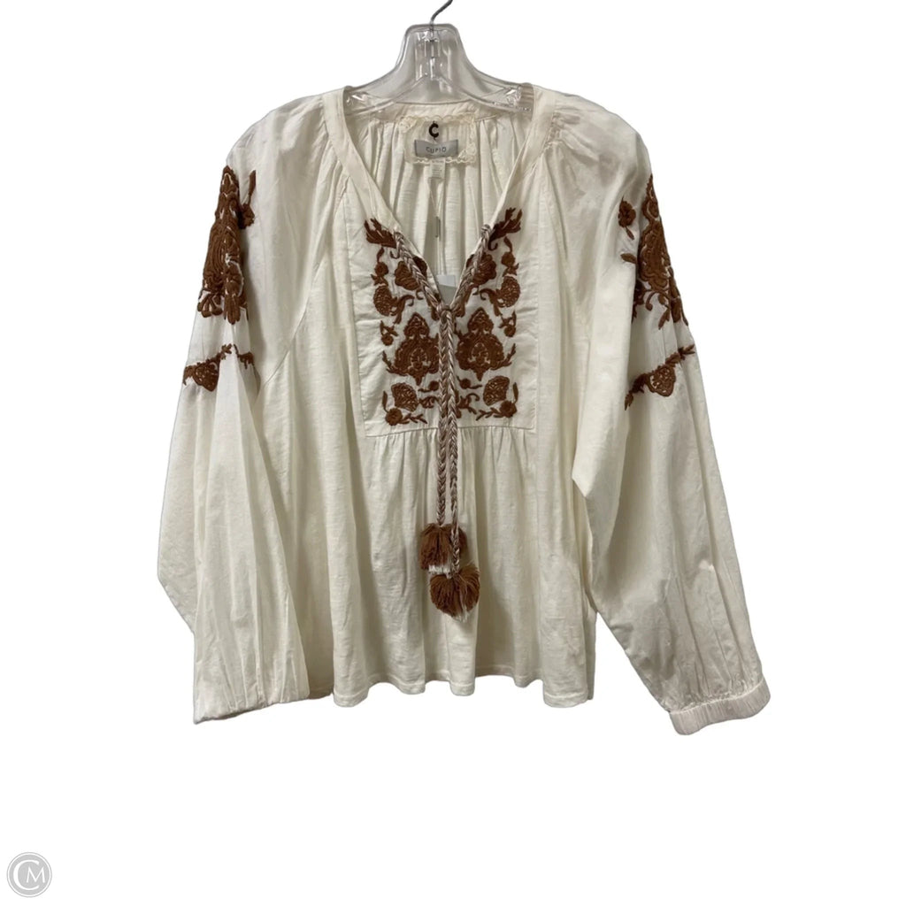 Top Long Sleeve By Cupio In Cream, Size: Xl
