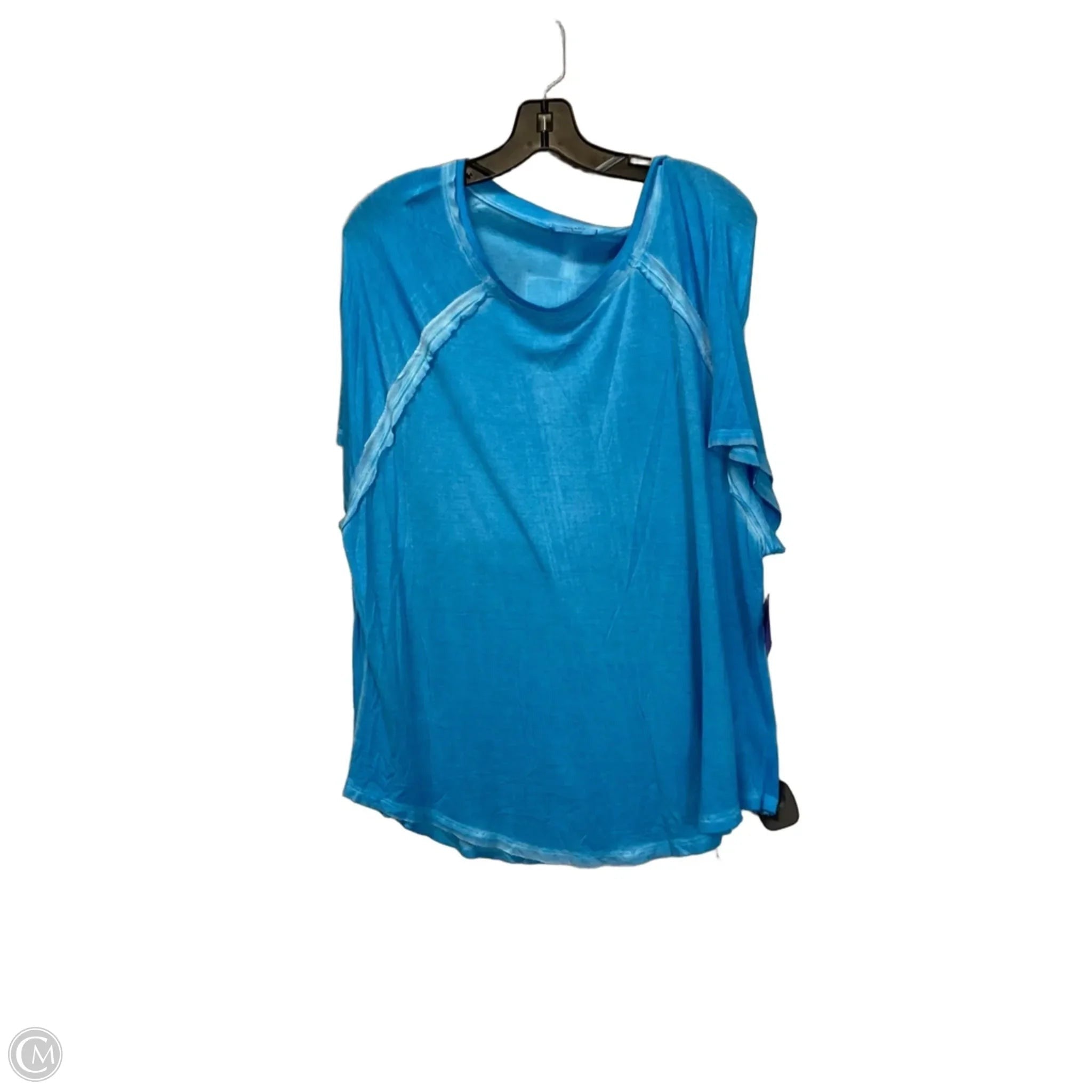Top Short Sleeve By Zenana In Blue, Size: L