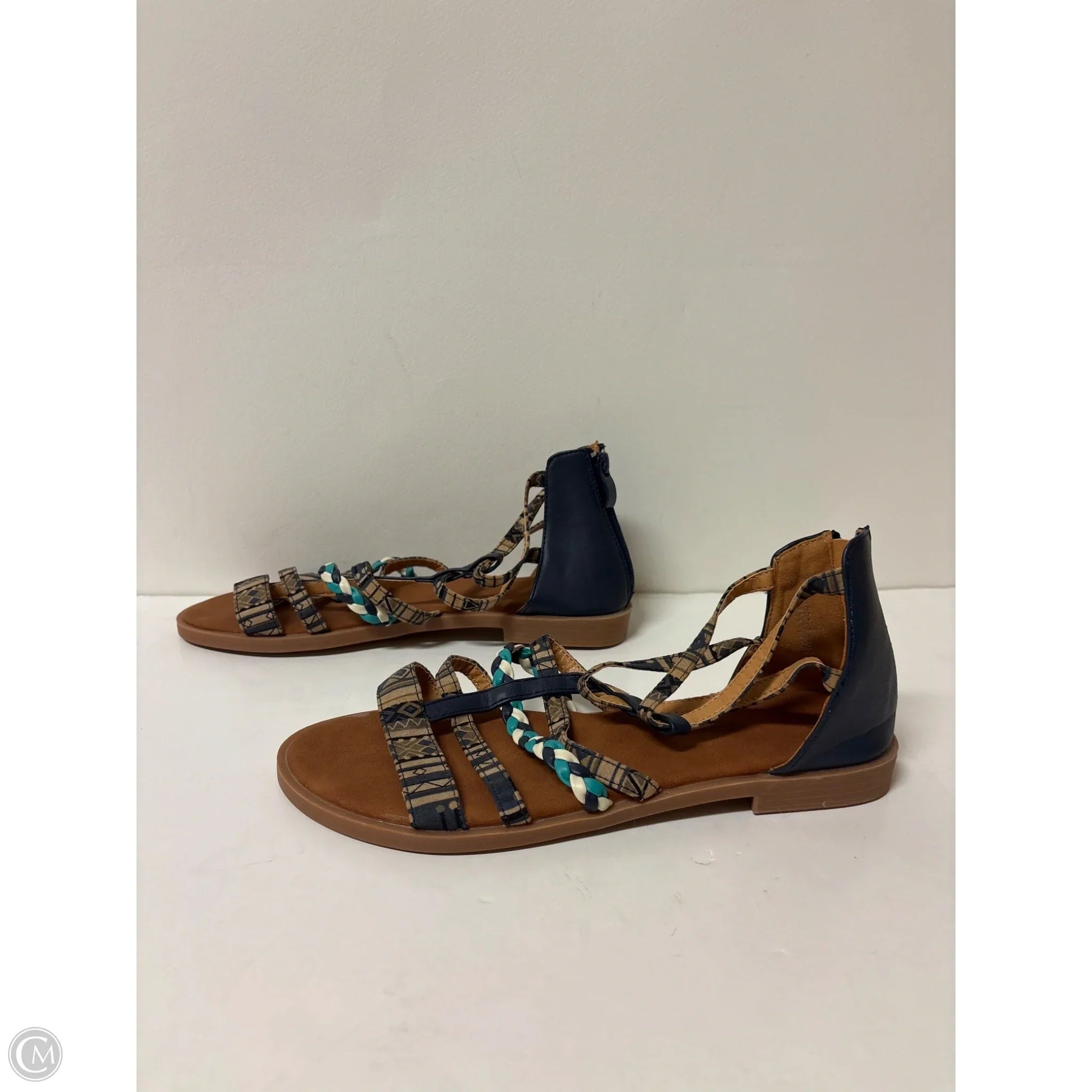 Sandals Flats By Clothes Mentor In Navy, Size: 9.5
