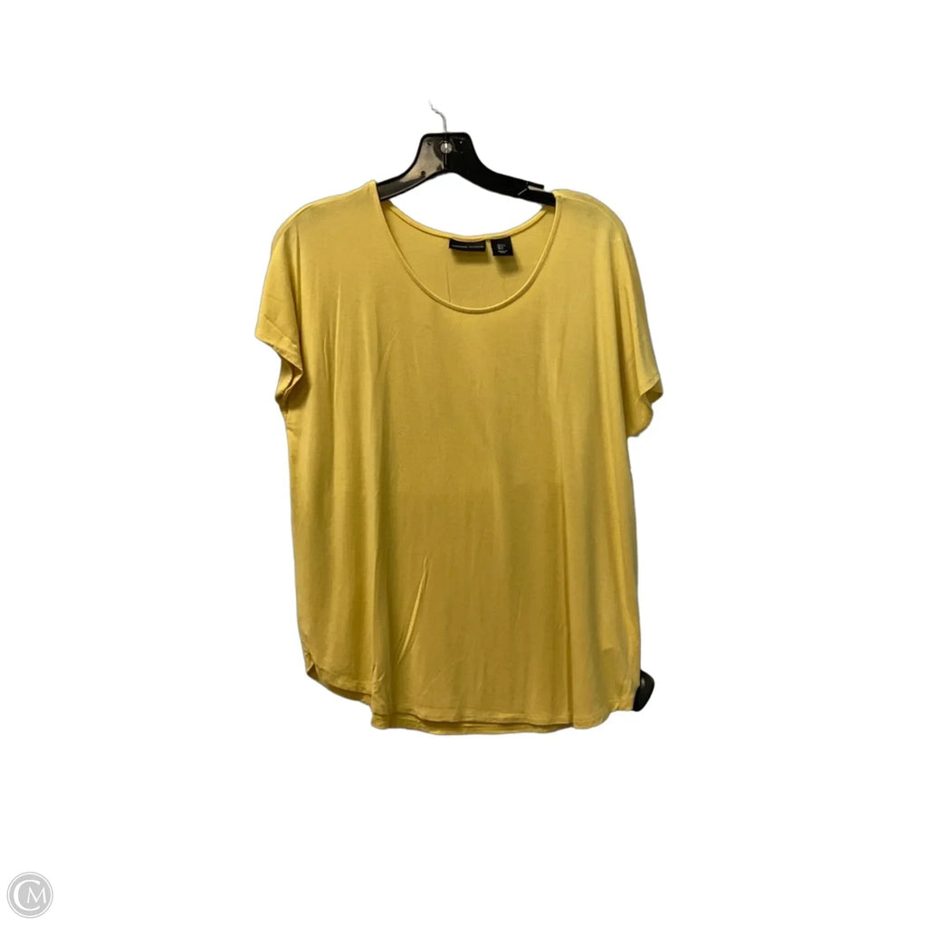 Top Short Sleeve Basic By Adrienne Vittadini In Yellow, Size: L