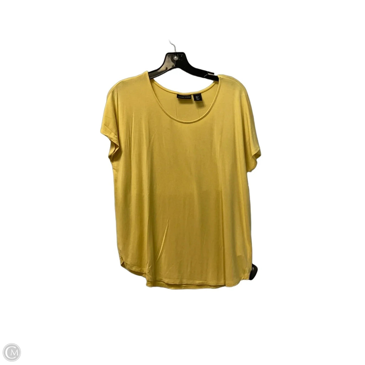Top Short Sleeve Basic By Adrienne Vittadini In Yellow, Size: L