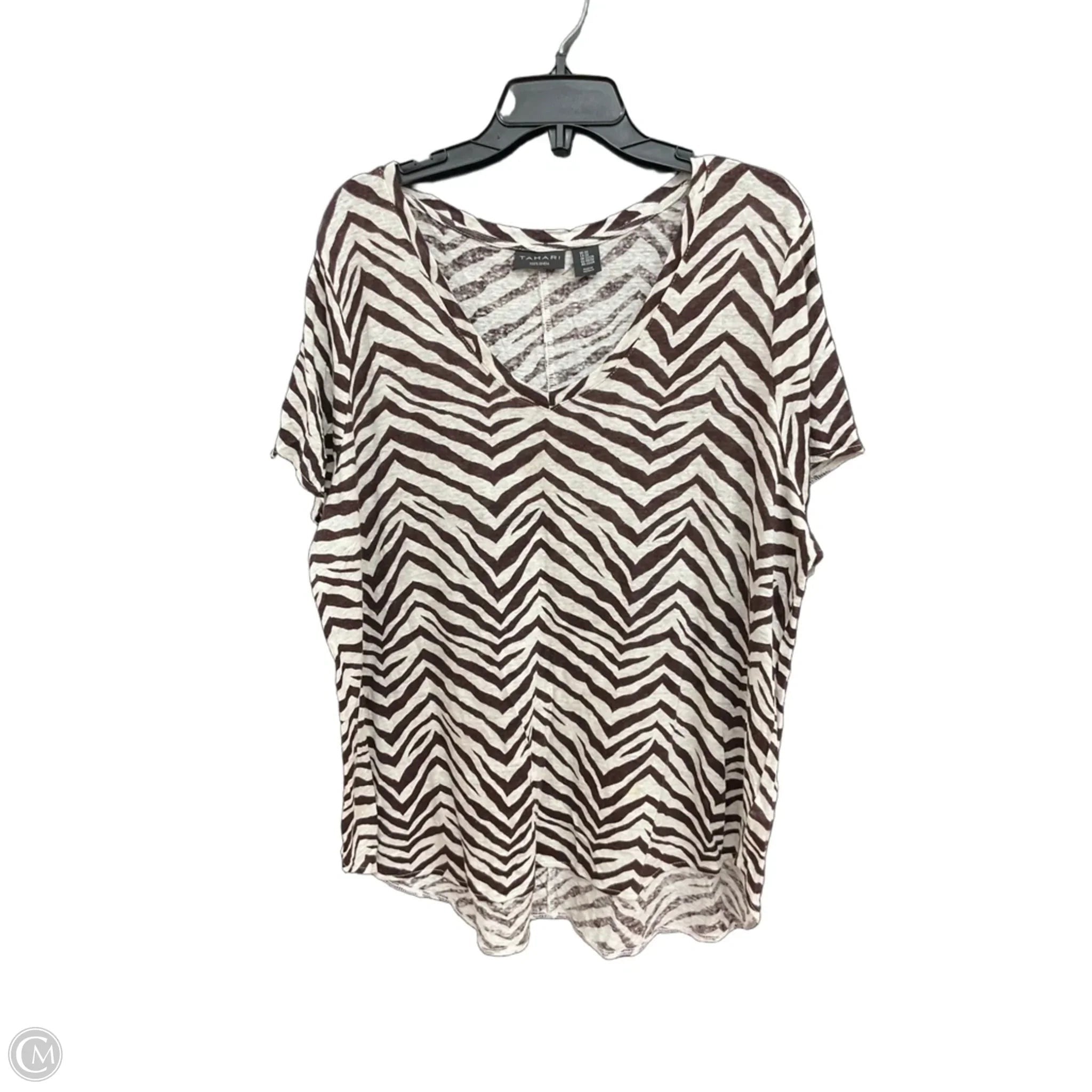 Top Short Sleeve By Tahari In Brown, Size: 2x