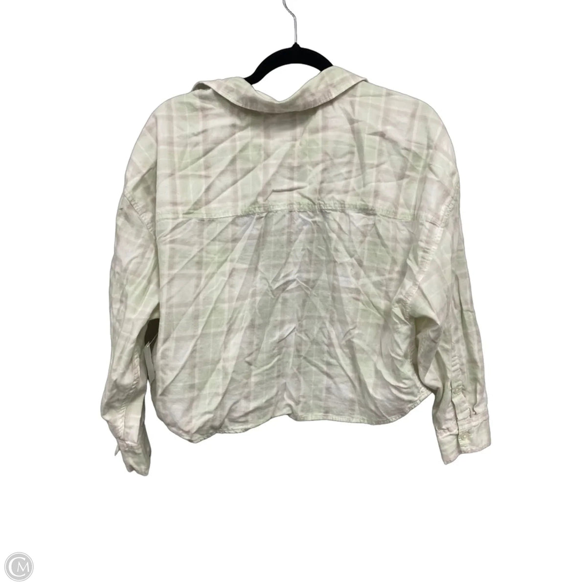 Top Long Sleeve By Abercrombie And Fitch In Green & White, Size: S