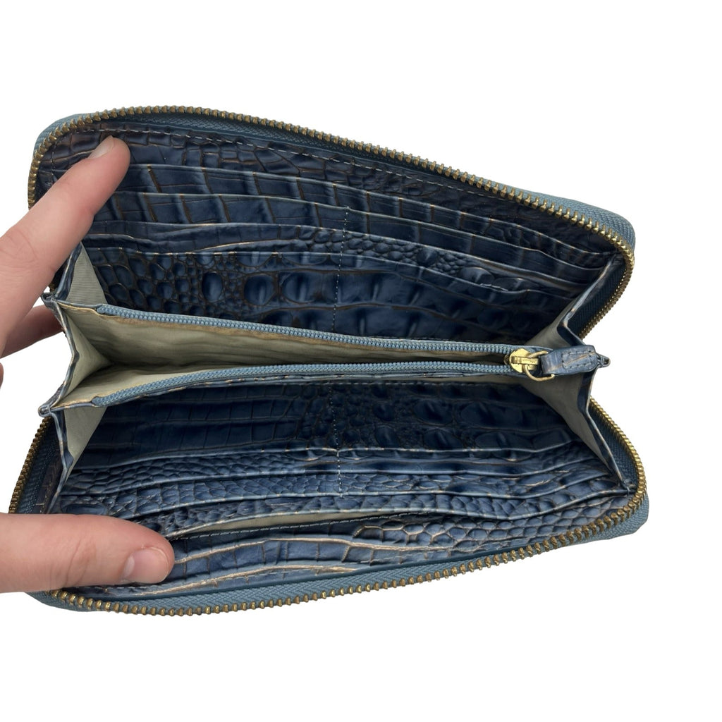 Wallet Designer By Brahmin In Blue & Brown, Size:Large