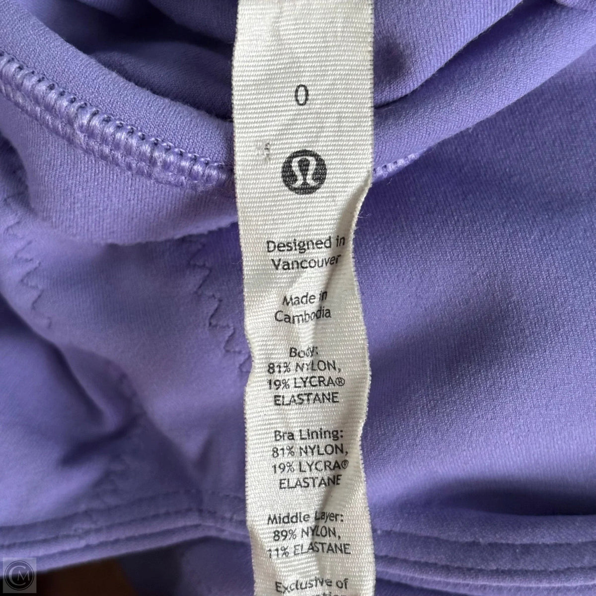 Athletic Bra By Lululemon In Purple, Size: Xs