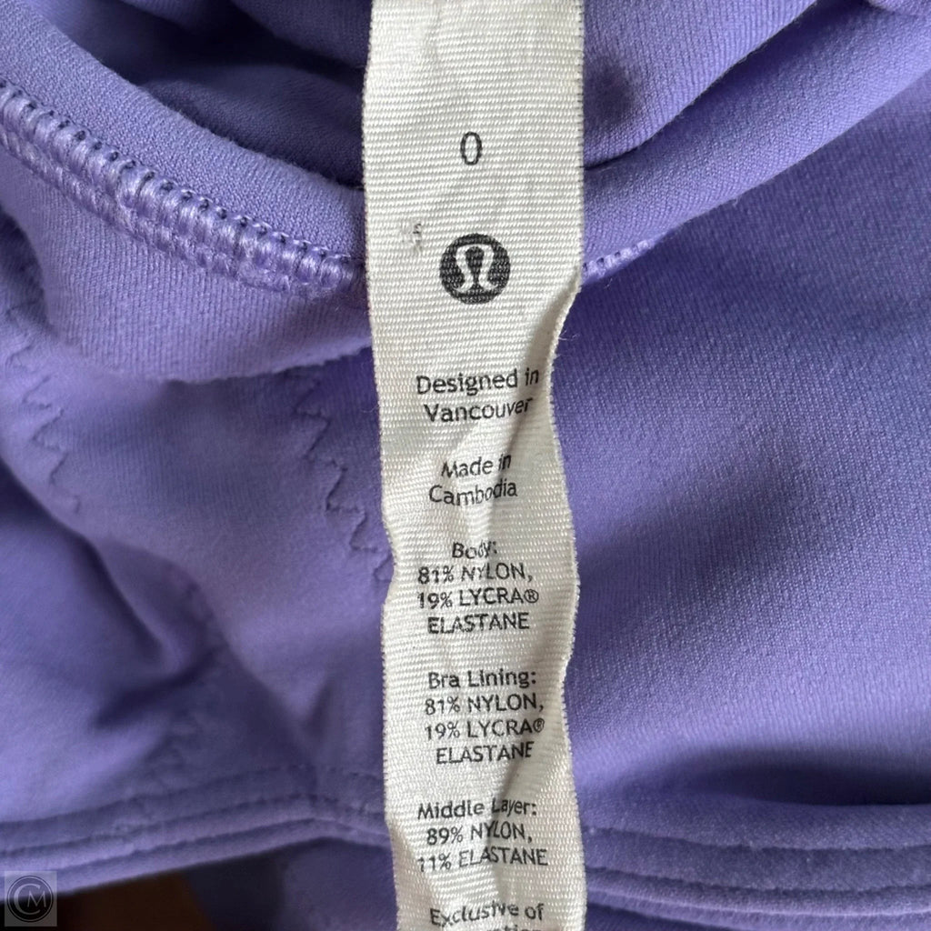Athletic Bra By Lululemon In Purple, Size: Xs