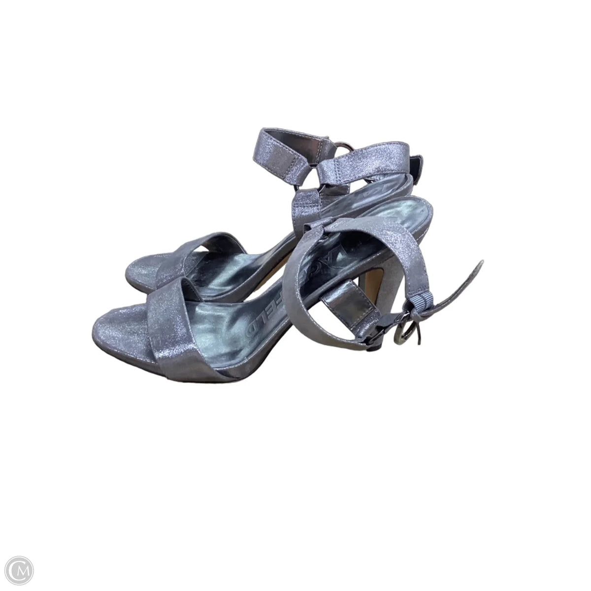 Sandals Designer By Karl Lagerfeld In Silver, Size: 9.5