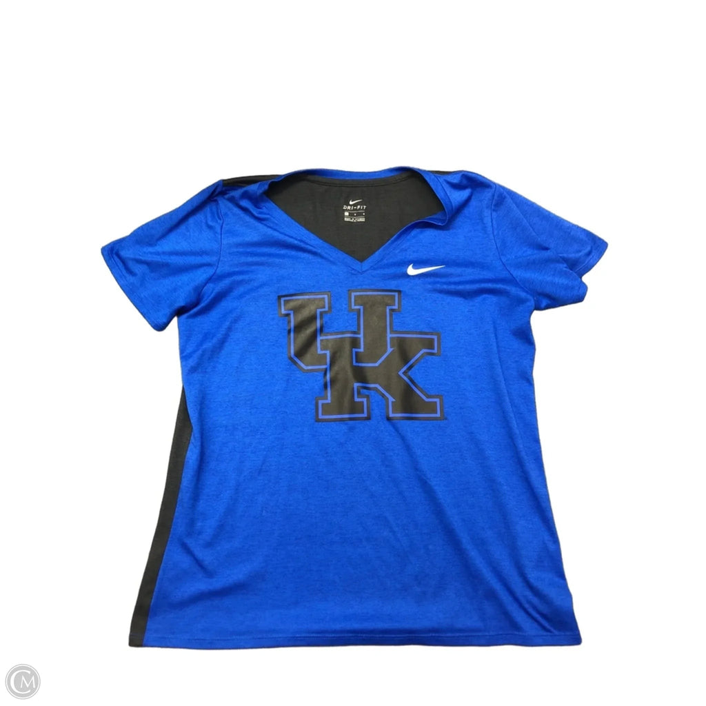 Athletic Top Short Sleeve By Nike In Blue, Size: L