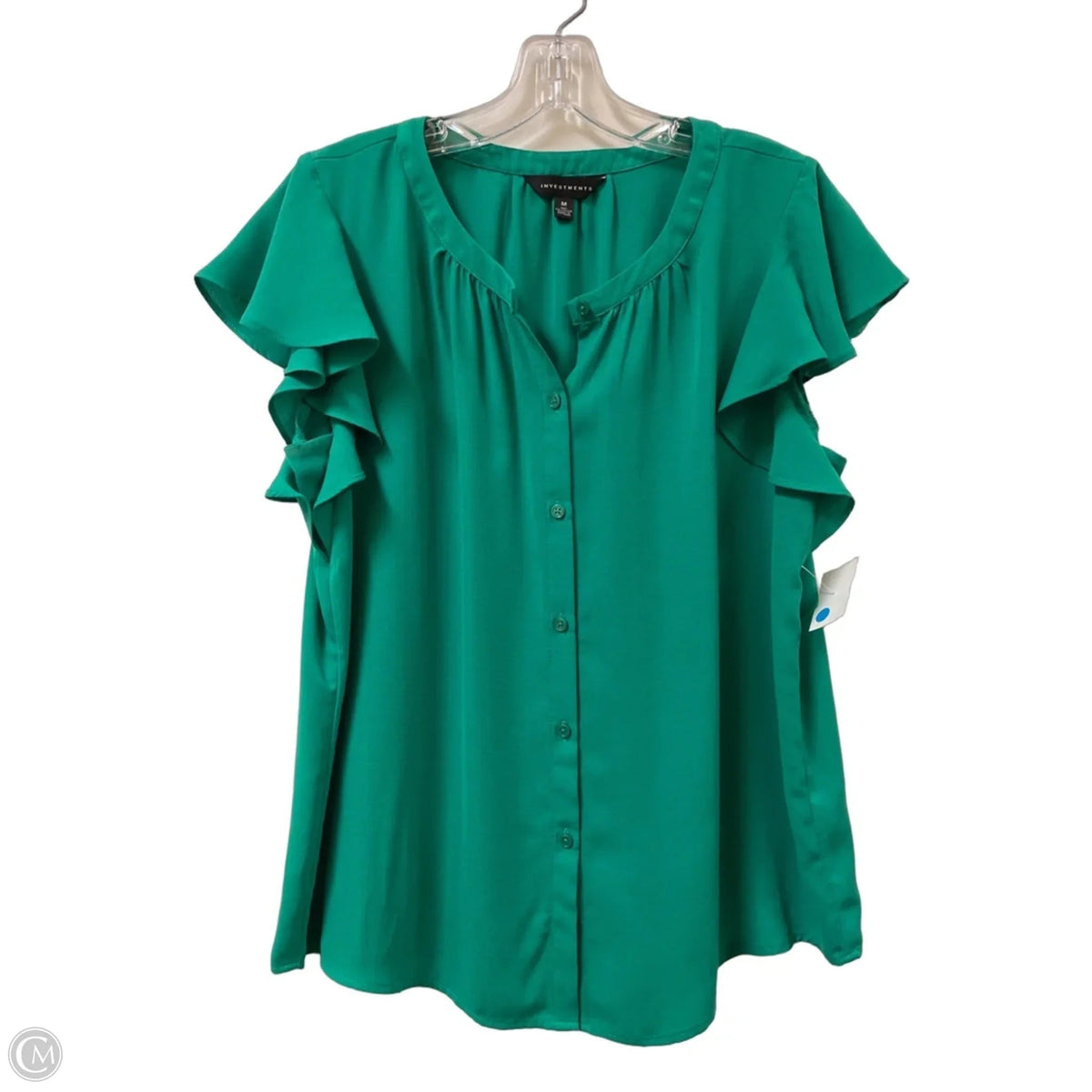 Blouse Short Sleeve By Investments In Green, Size: M