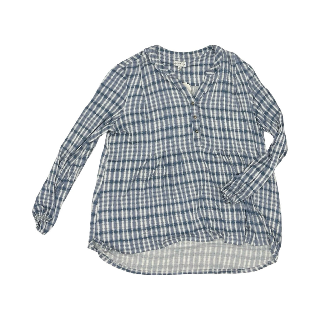 Top Ls By Wonderly In Blue & White, Size:Xxl
