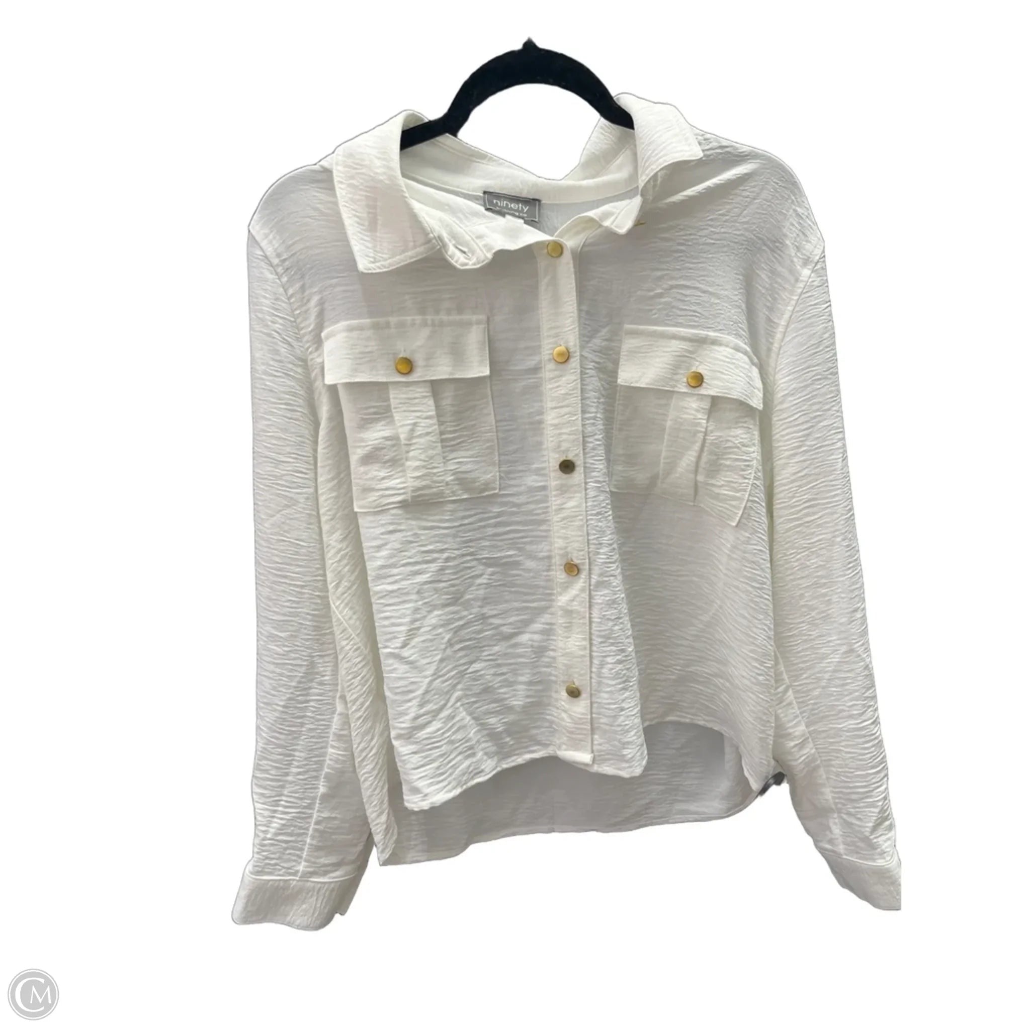 Top Long Sleeve By NINETY CLOTHING CO In White, Size: Xl