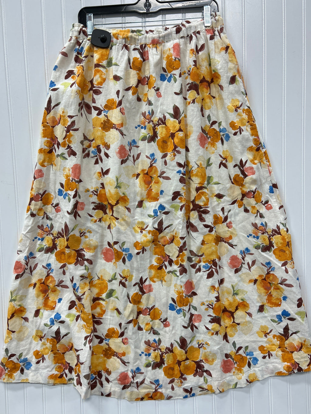 Skirt Maxi By Abercrombie And Fitch In White & Yellow, Size:M