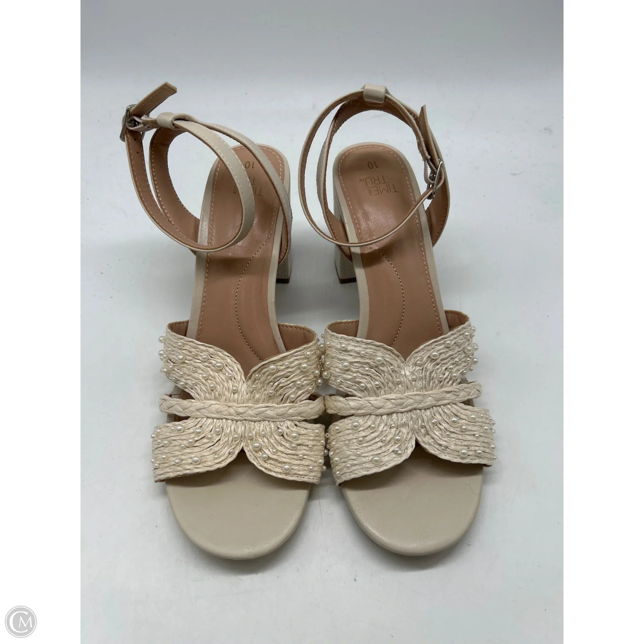 Shoes Heels Block By Time And Tru In Cream, Size: 10