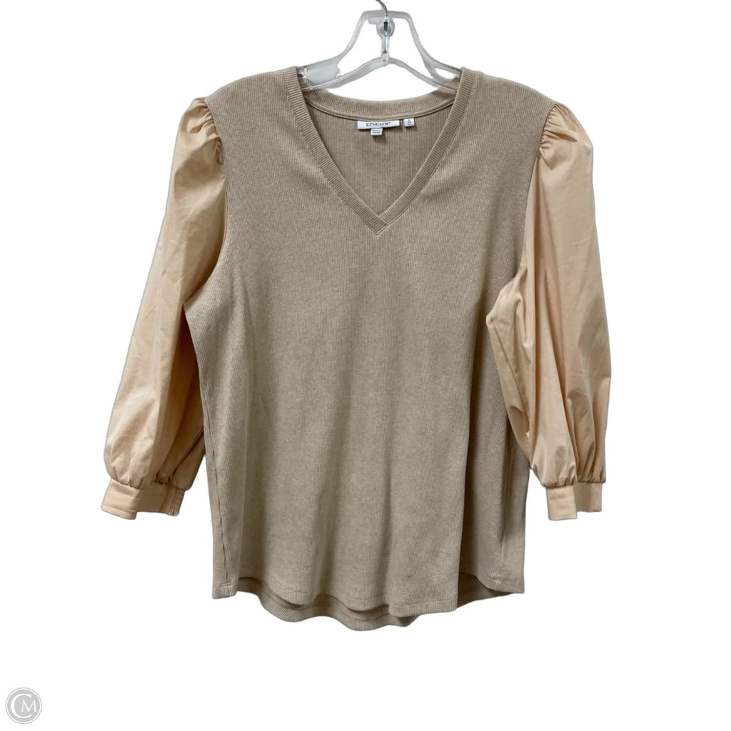 Top Long Sleeve By Chicos In Cream, Size: L