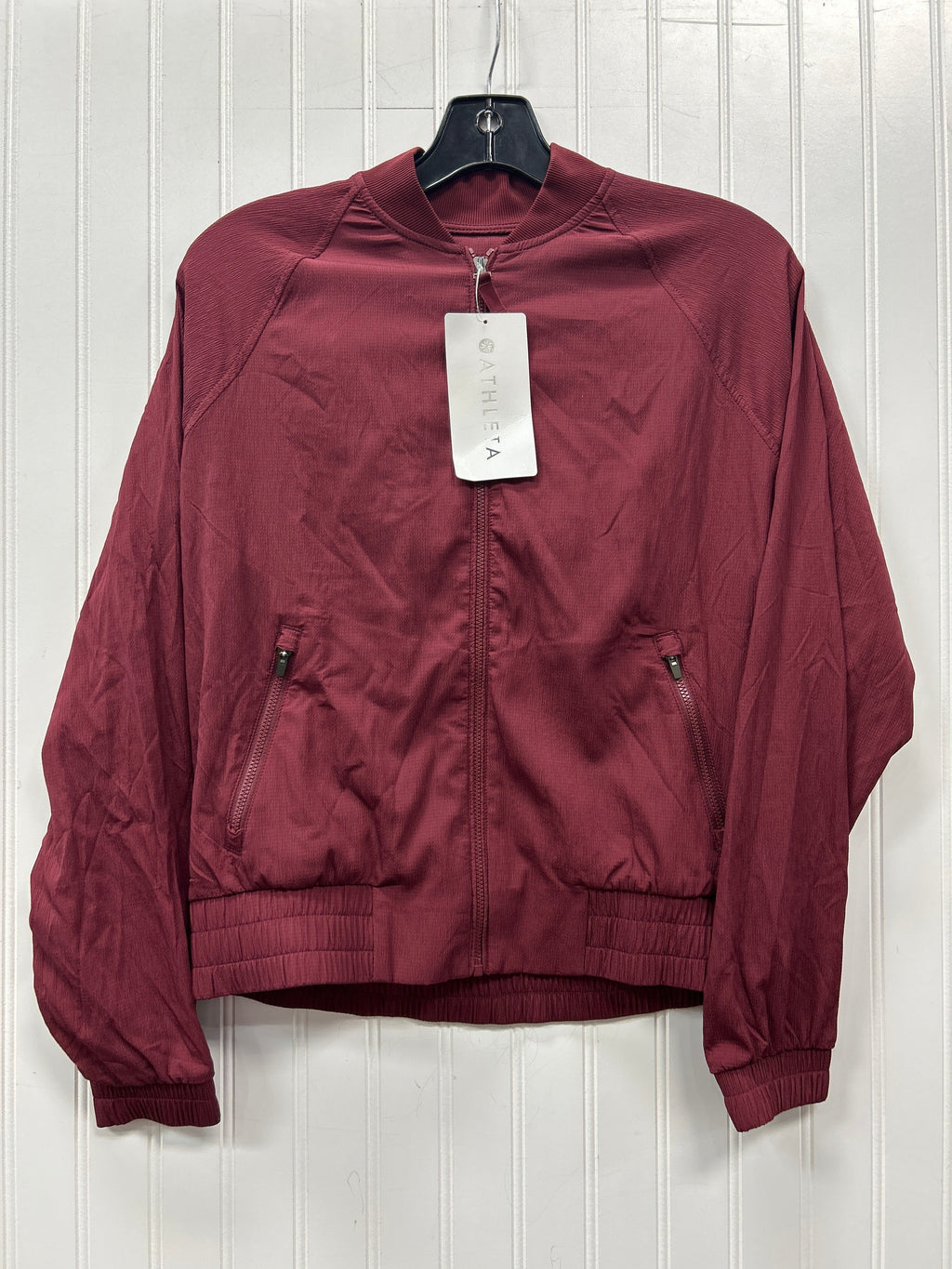Athletic Jacket By Athleta In Maroon, Size:Xs NWT