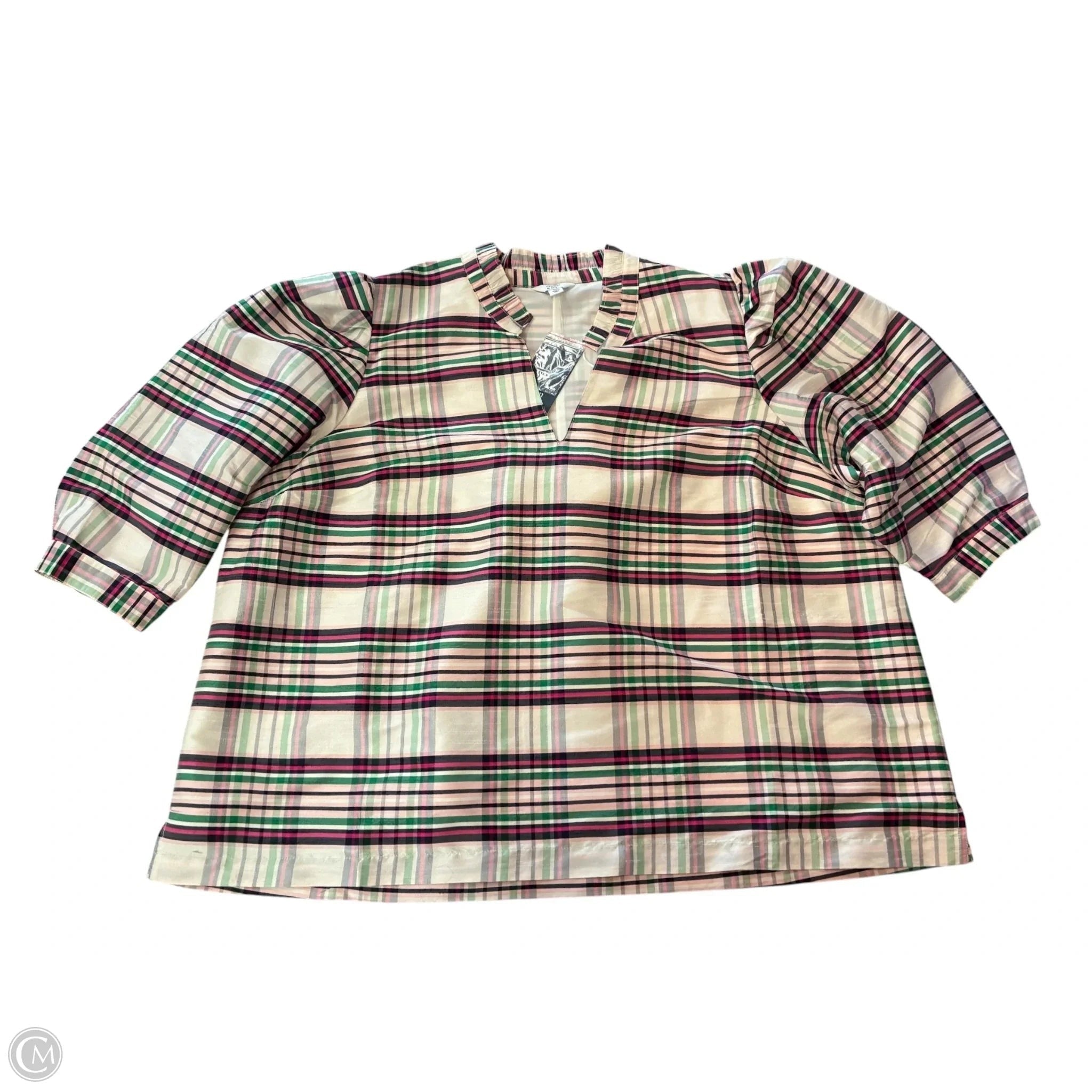 Blouse Short Sleeve By Crown And Ivy In Plaid Pattern, Size: 3x