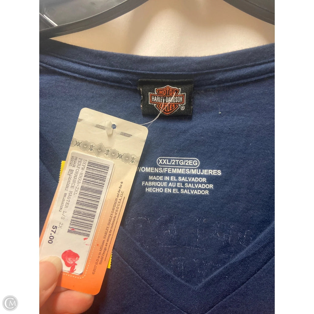 Top Long Sleeve By Harley Davidson In Navy, Size: 2x