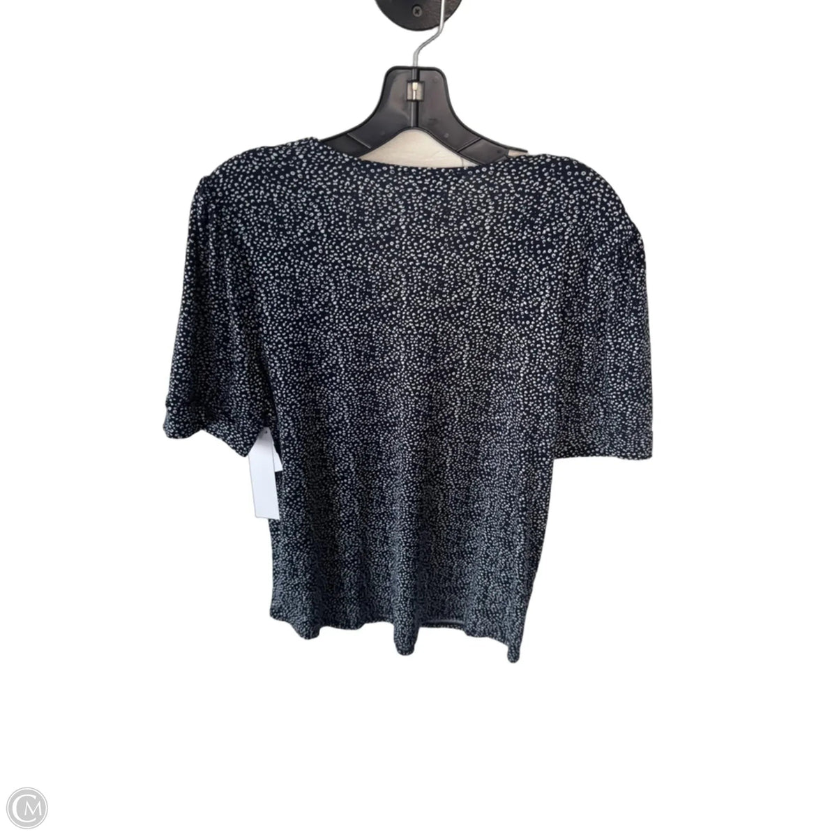 Blouse Short Sleeve By Adrianna Papell In Blue & White, Size: L
