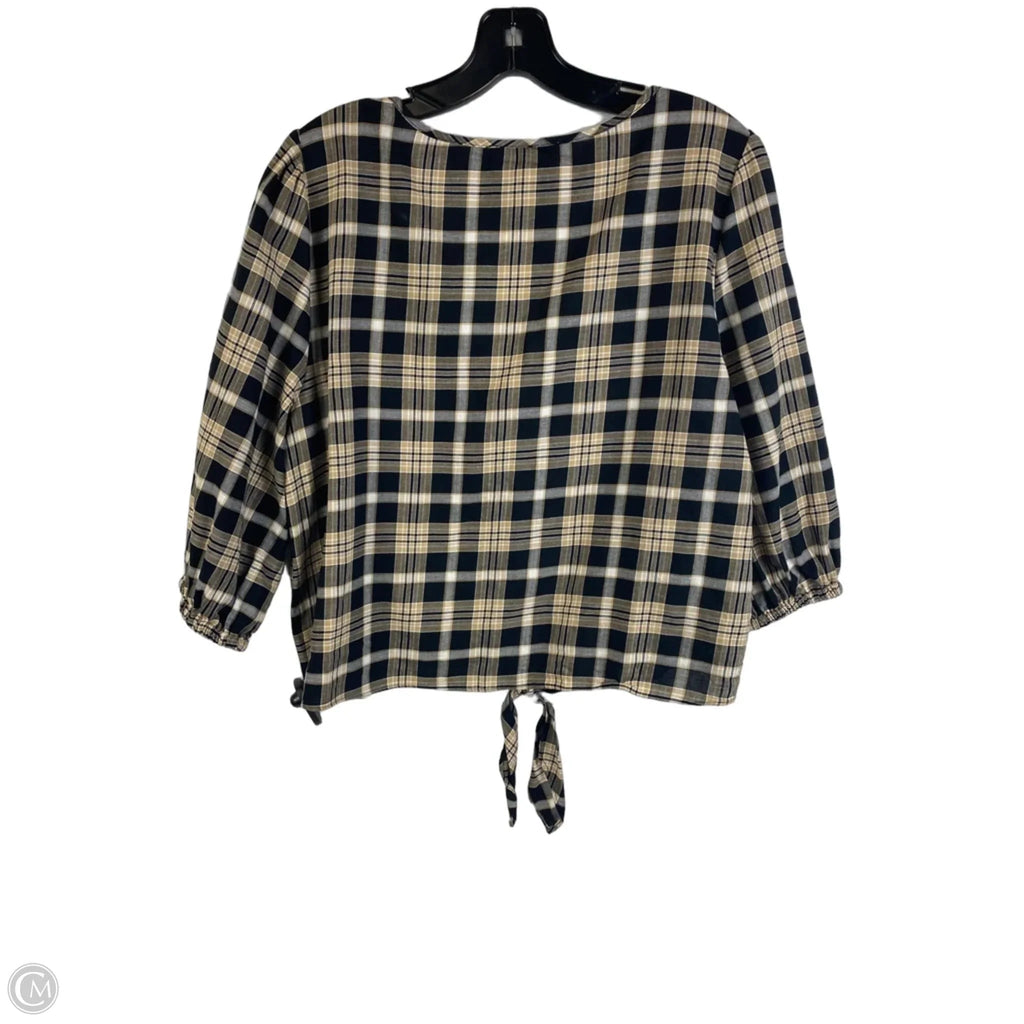Top Long Sleeve By Michael By Michael Kors In Plaid Pattern, Size: L
