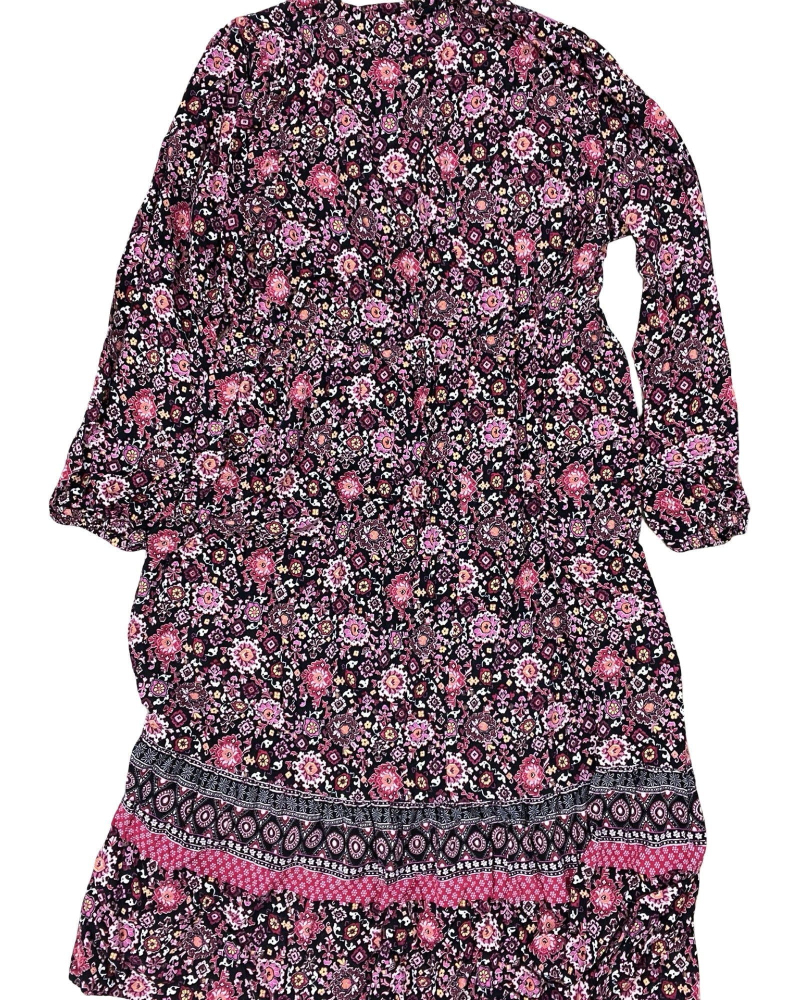 Dress Casual Maxi By Lane Bryant In Black & Pink, Size:1X
