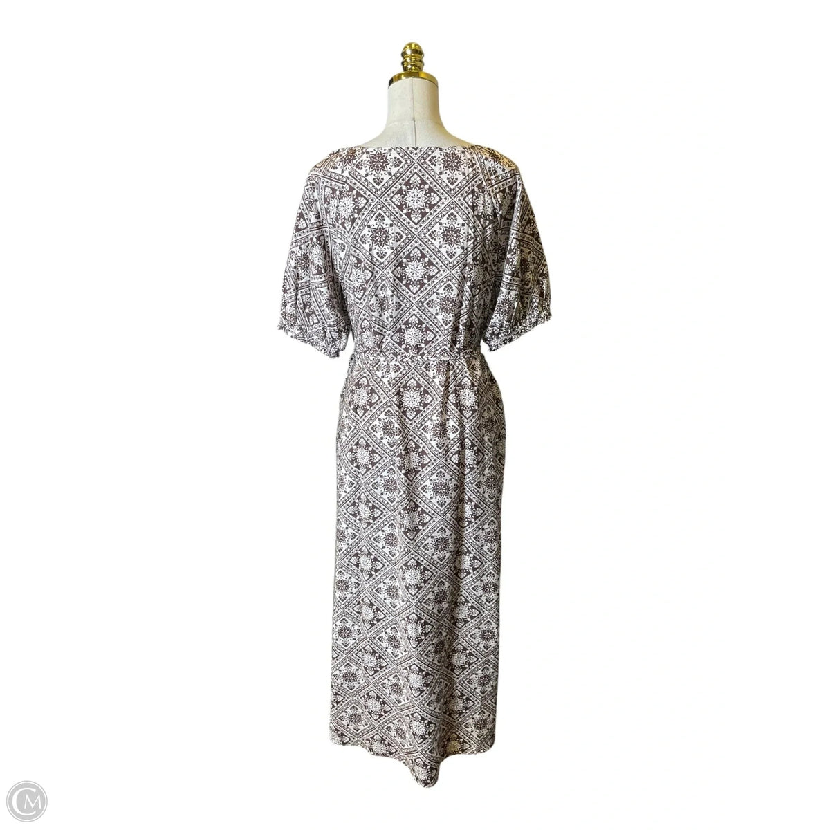 Dress Casual Maxi By Ann Taylor In Brown & Cream, Size: L