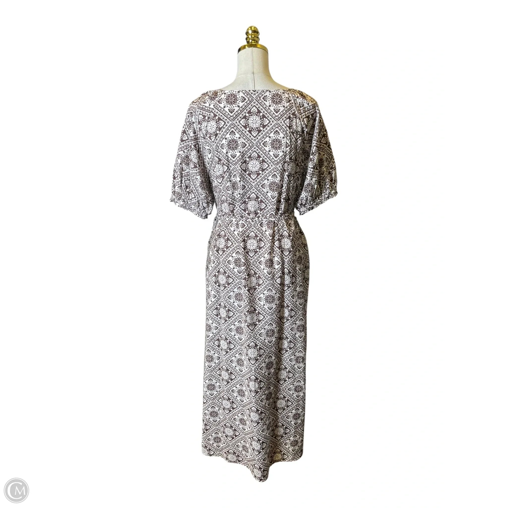 Dress Casual Maxi By Ann Taylor In Brown & Cream, Size: L