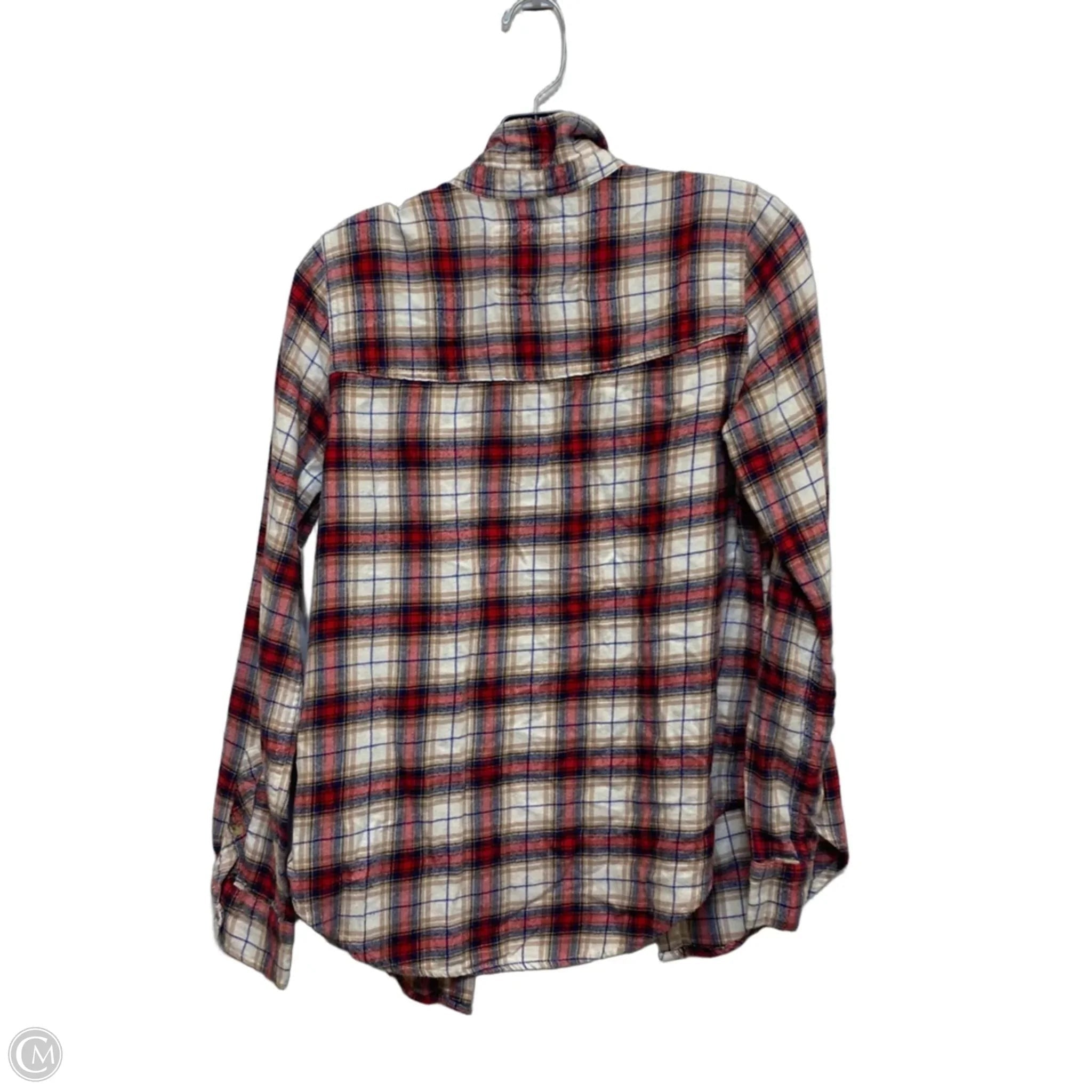 Top Long Sleeve By Abercrombie And Fitch In Plaid Pattern, Size: M