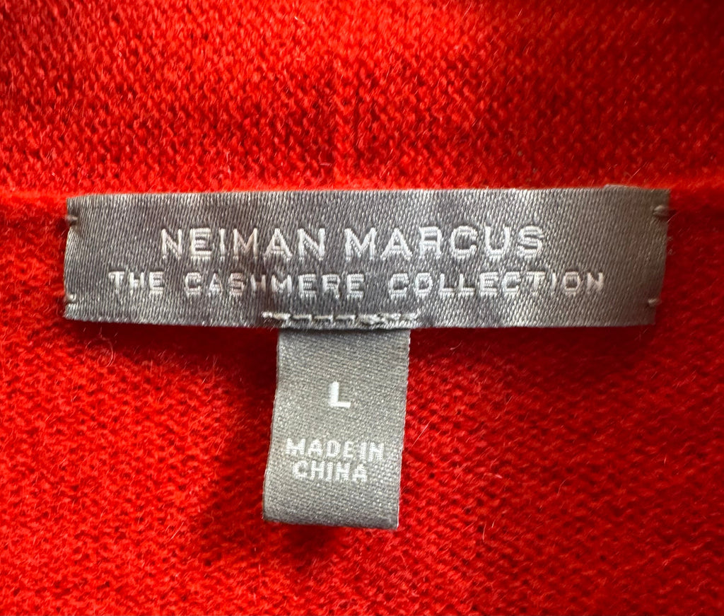 Cashmere Sweater Cardigan Designer By Neiman Marcus In Red, Size: L