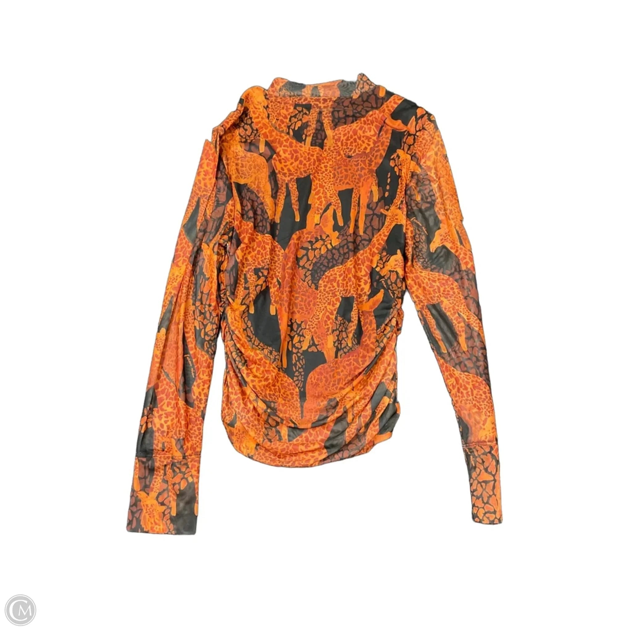 Top Long Sleeve By Farm Rio In Black & Orange, Size: M