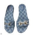 Sandals Luxury Designer By Gucci In Blue Denim, Size: 8