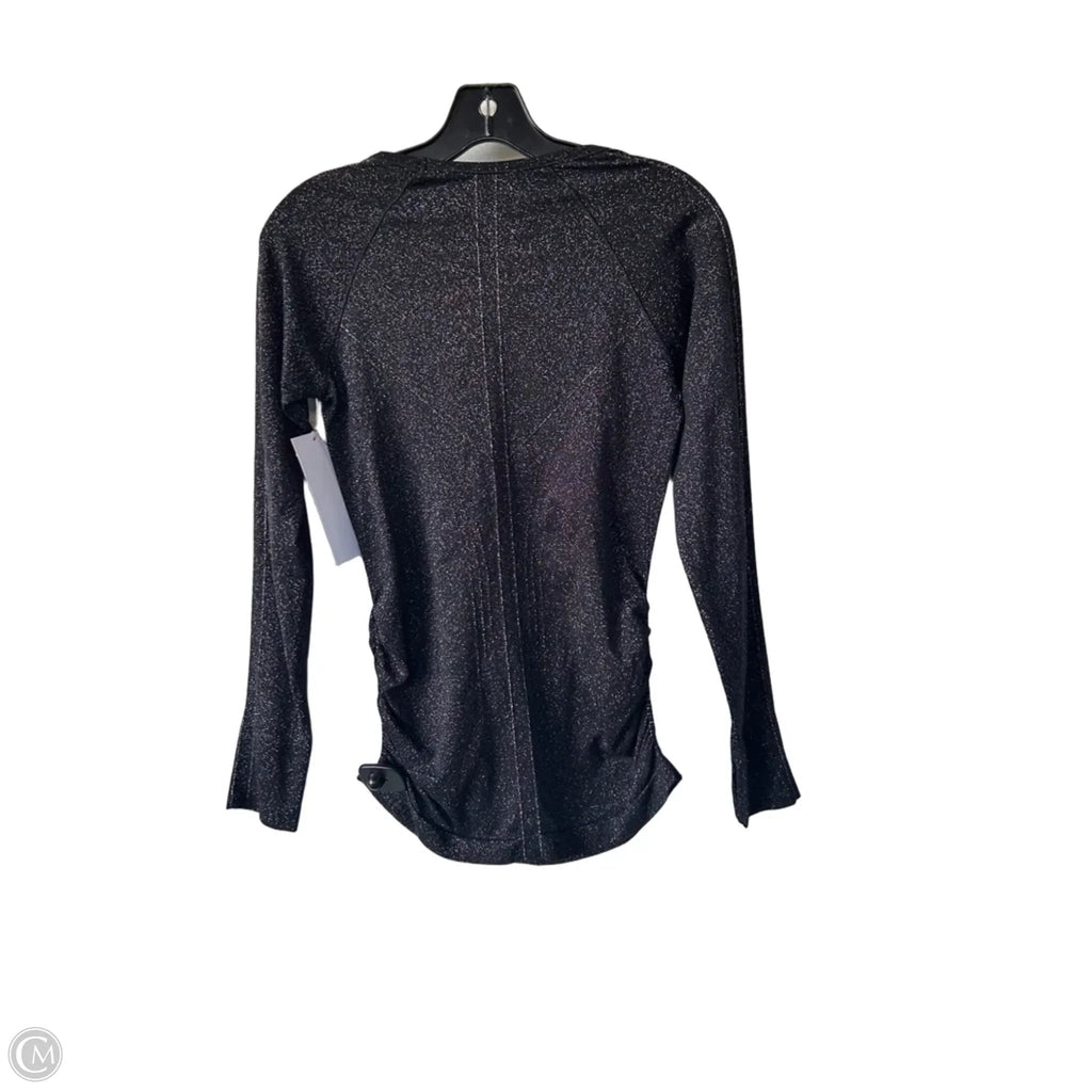 Athletic Top Long Sleeve Crewneck By Athleta In Black & Silver, Size: S