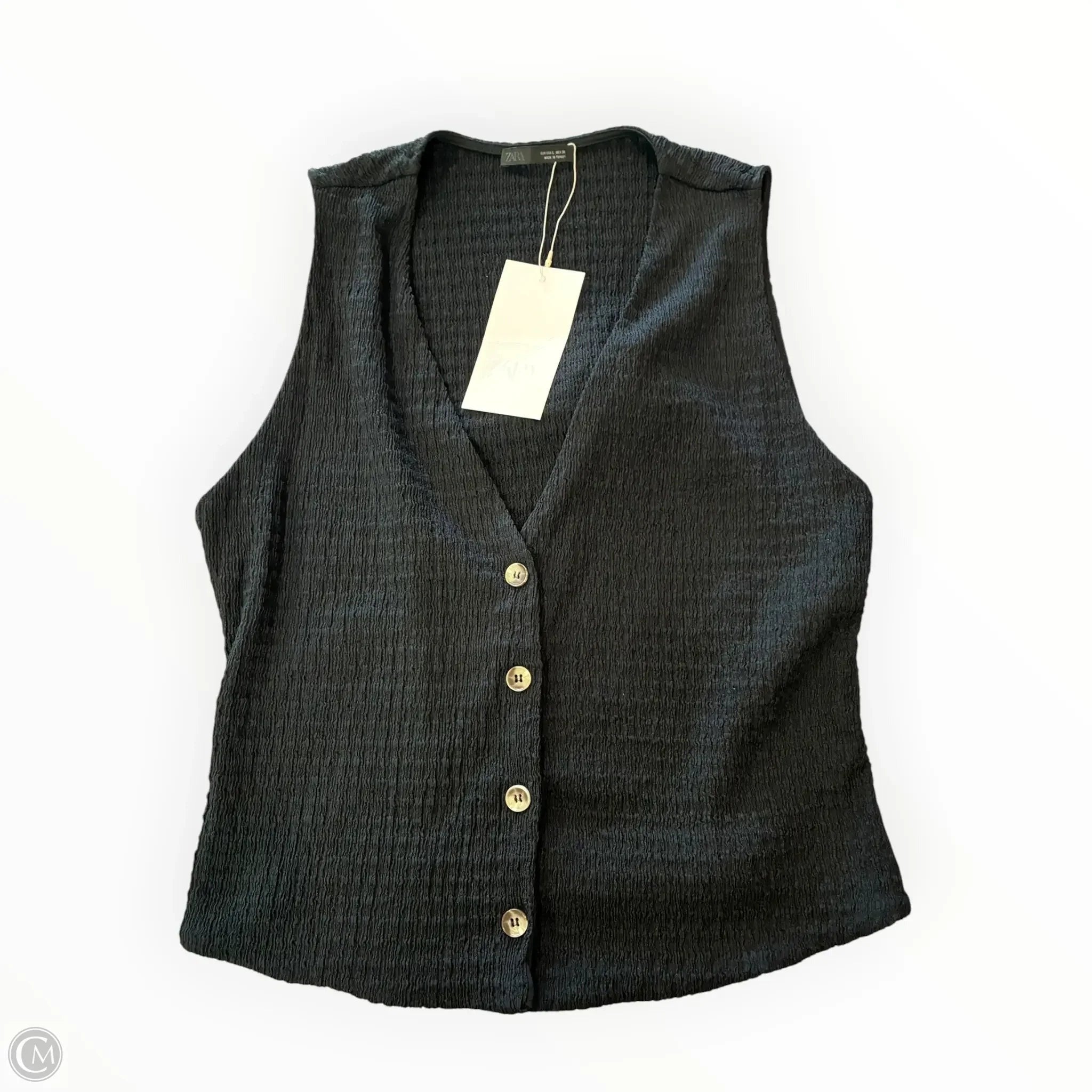 Top Sleeveless By Zara In Black, Size: L