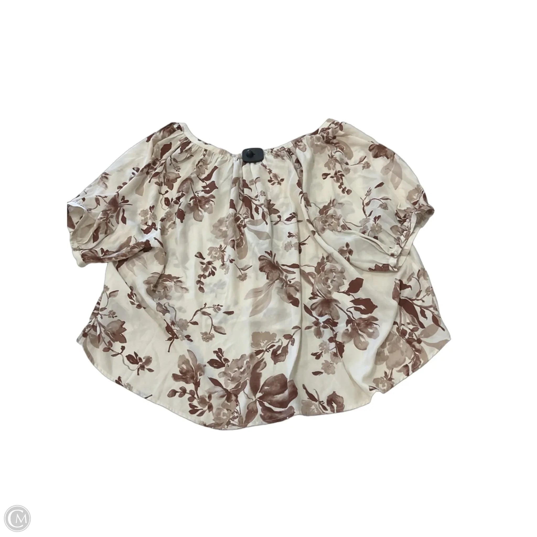 Blouse Short Sleeve By Abercrombie And Fitch In Brown & Tan, Size: L