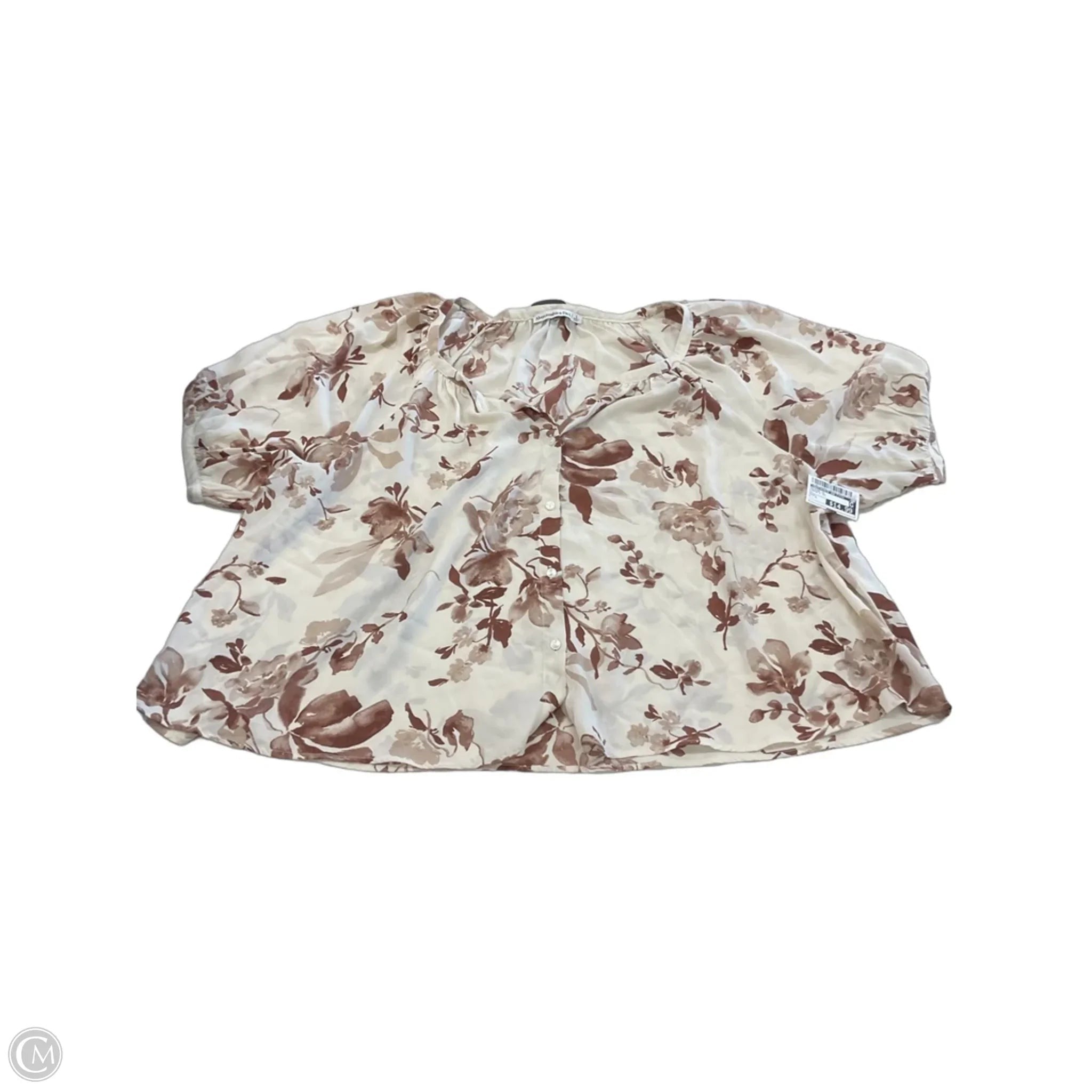 Blouse Short Sleeve By Abercrombie And Fitch In Brown & Tan, Size: L
