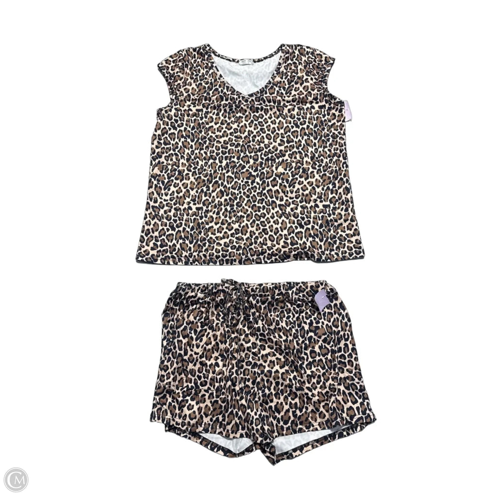 Top 2pc Short Sleeve By Ekouaer In Animal Print, Size: L