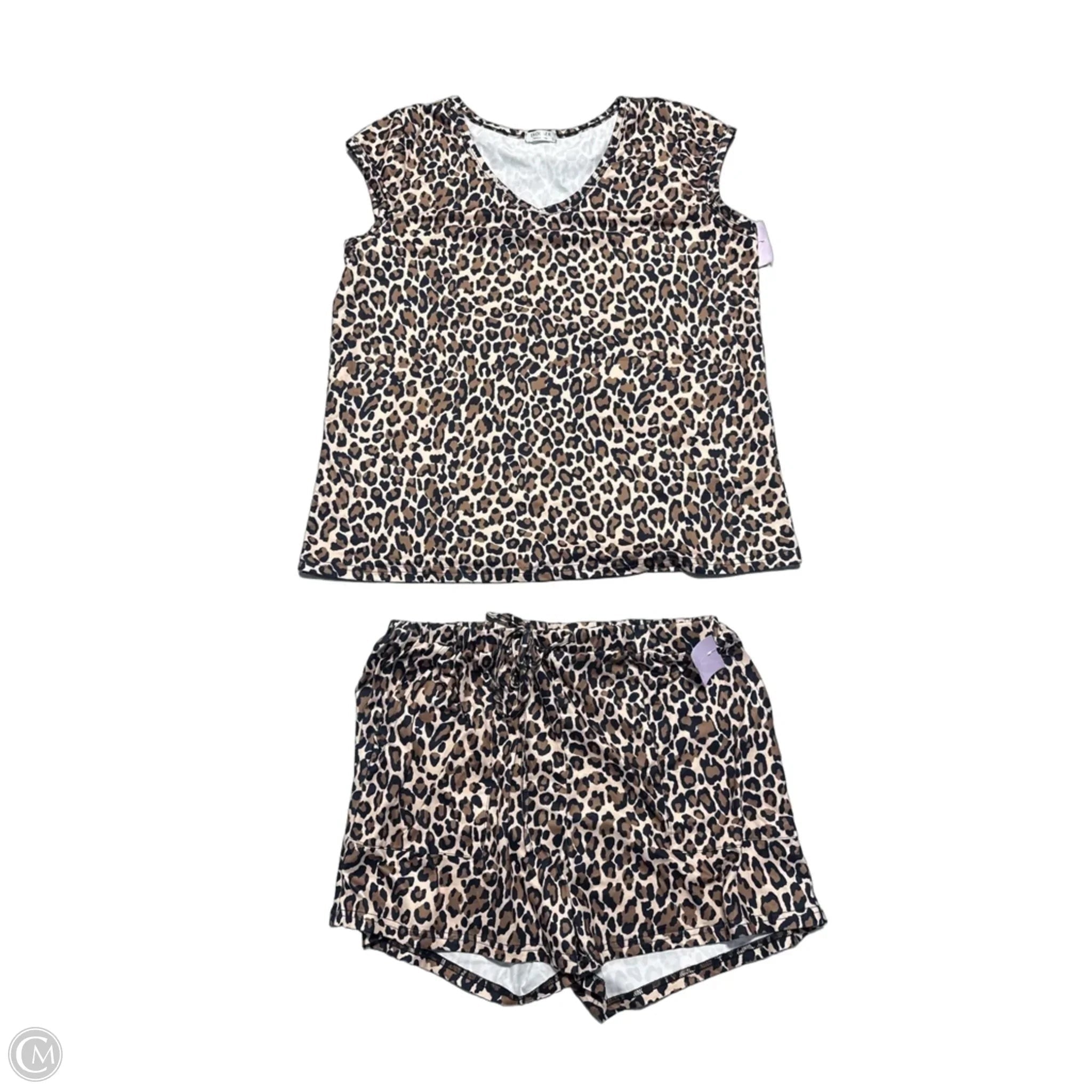 Top 2pc Short Sleeve By Ekouaer In Animal Print, Size: L