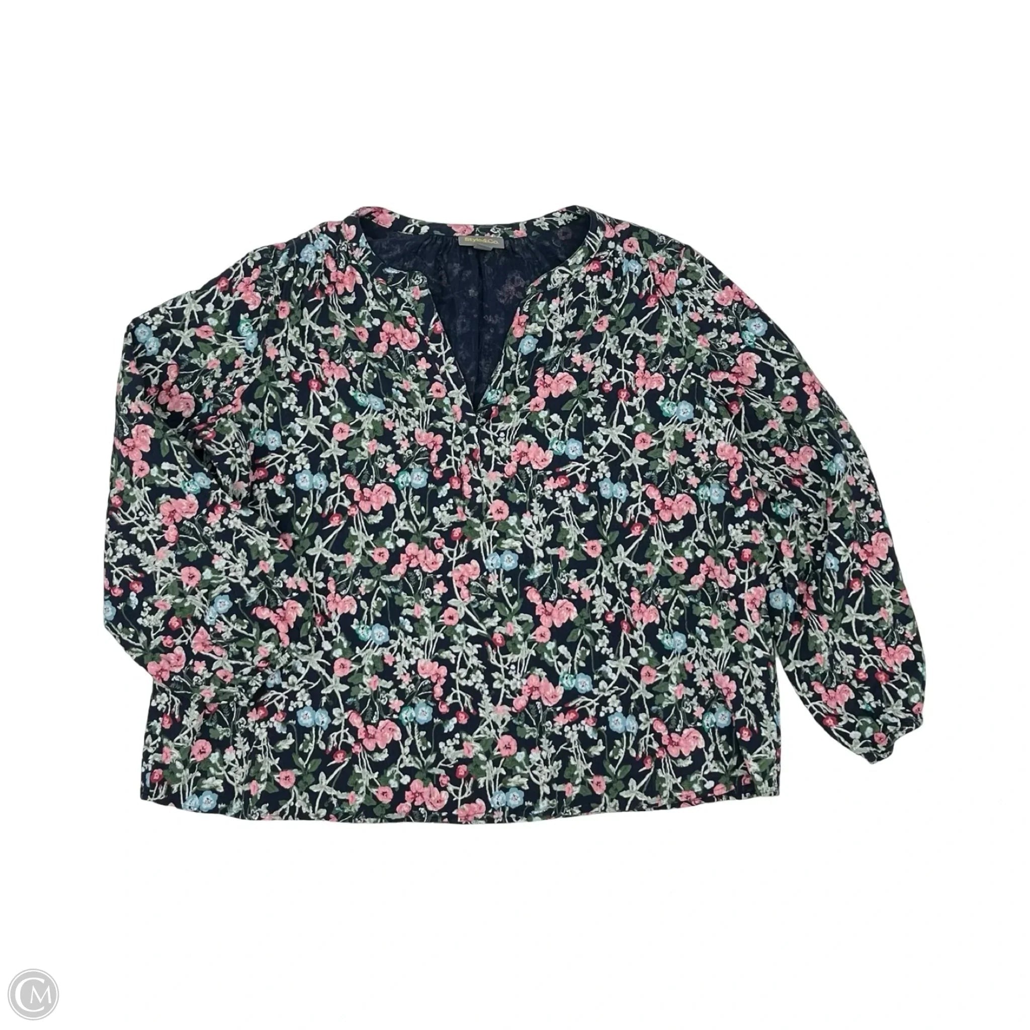 Blouse Long Sleeve By Style And Co Collection Women In Floral Print, Size: 2x