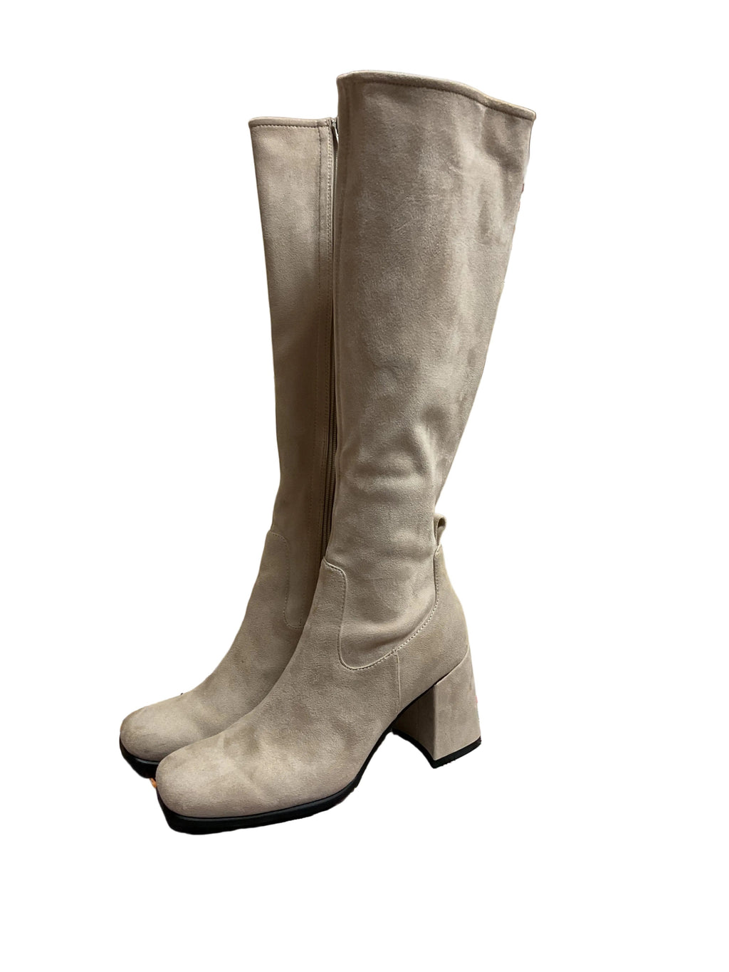 Boots Knee Heels By Jeffrey Campbell In Cream, Size:7