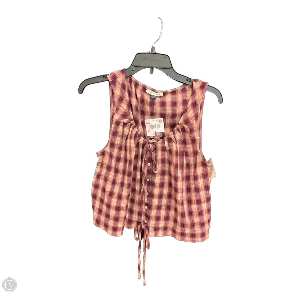 Top Sleeveless By American Eagle In Plaid Pattern, Size: S