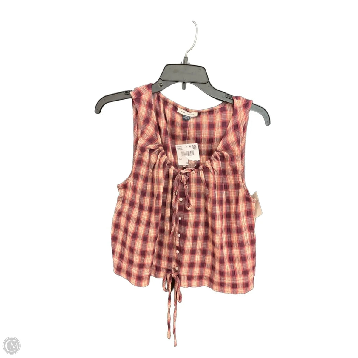 Top Sleeveless By American Eagle In Plaid Pattern, Size: S