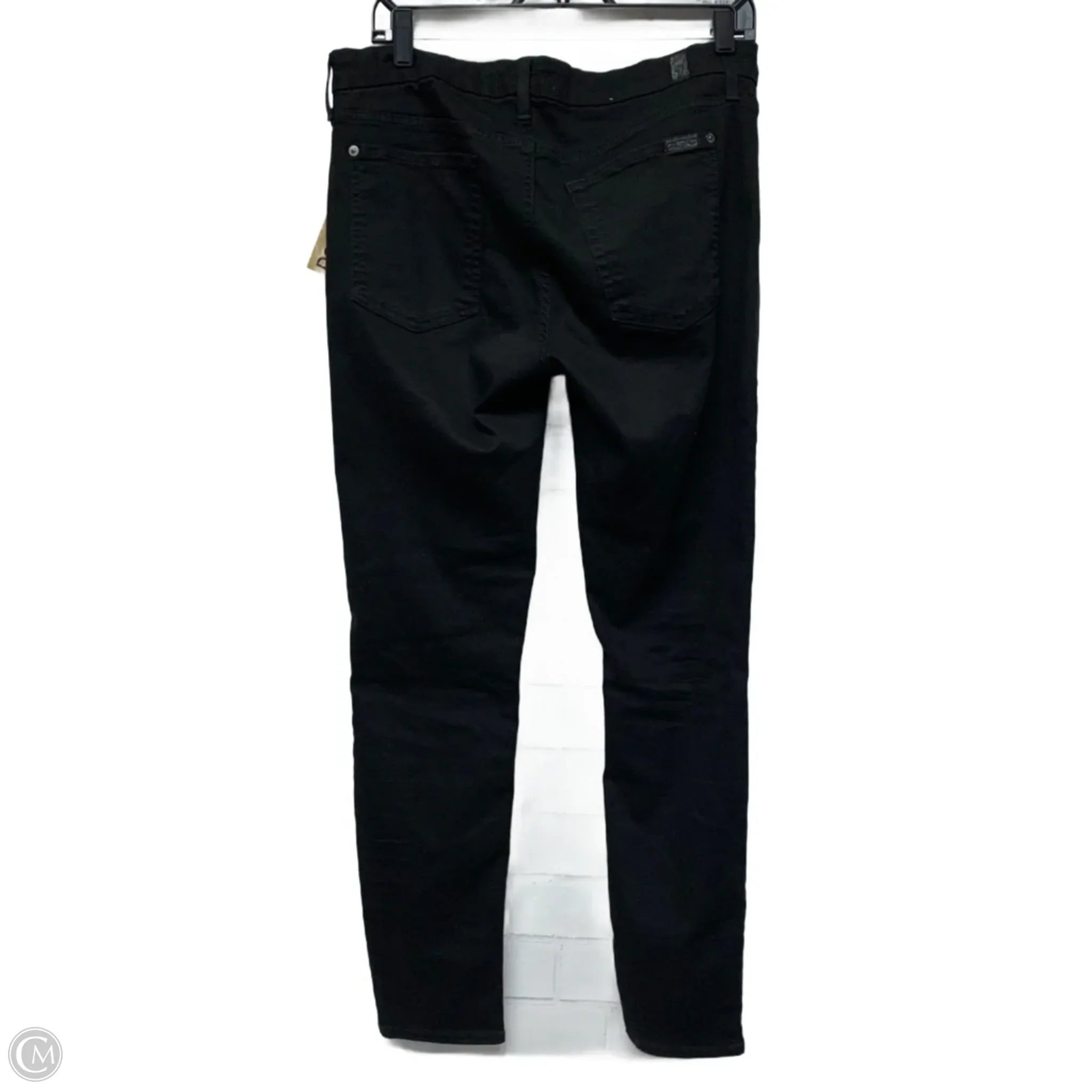 Jeans Skinny By 7 For All Mankind In Black Denim, Size: 16