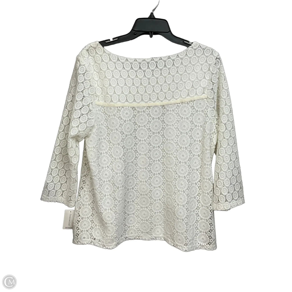 Top 3/4 Sleeve By Charter Club In Cream, Size: L