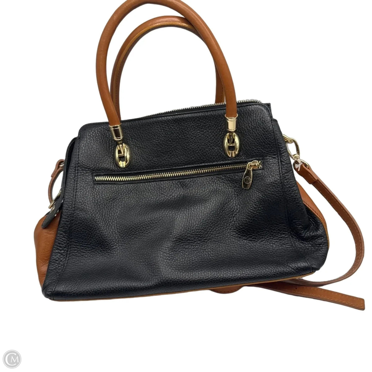 Handbag Leather By Valentina, Size: Medium