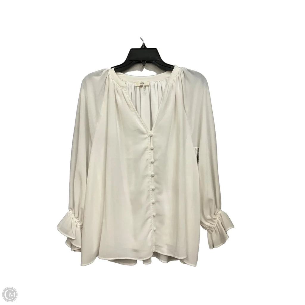 Blouse Long Sleeve By Entro In White, Size: S