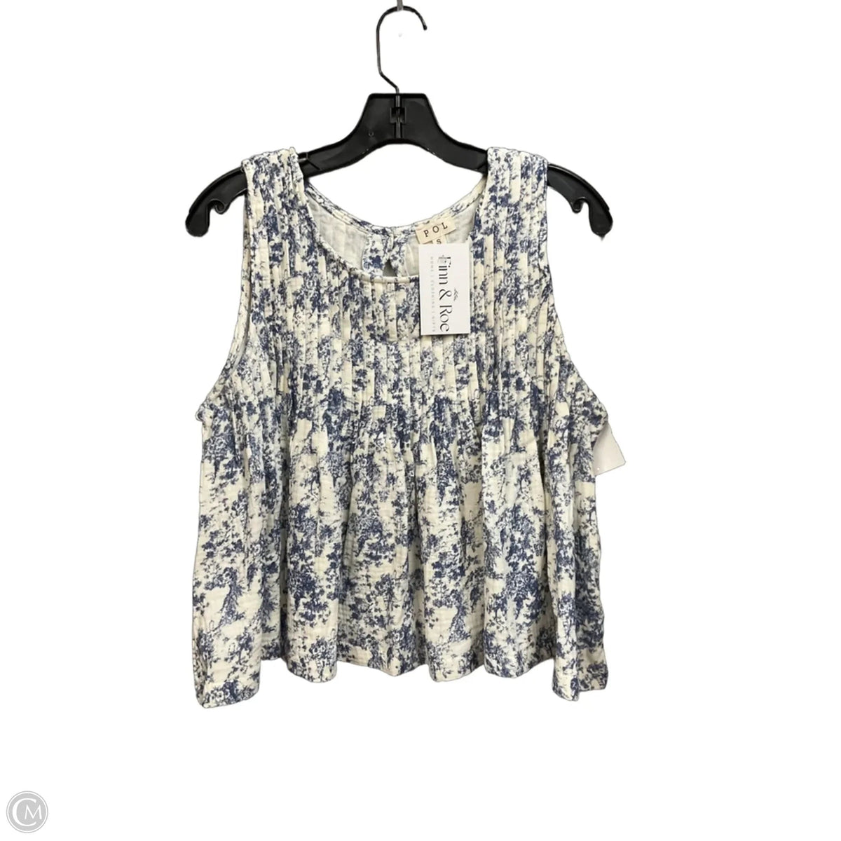 Top Sleeveless By Pol In Blue & White, Size: S