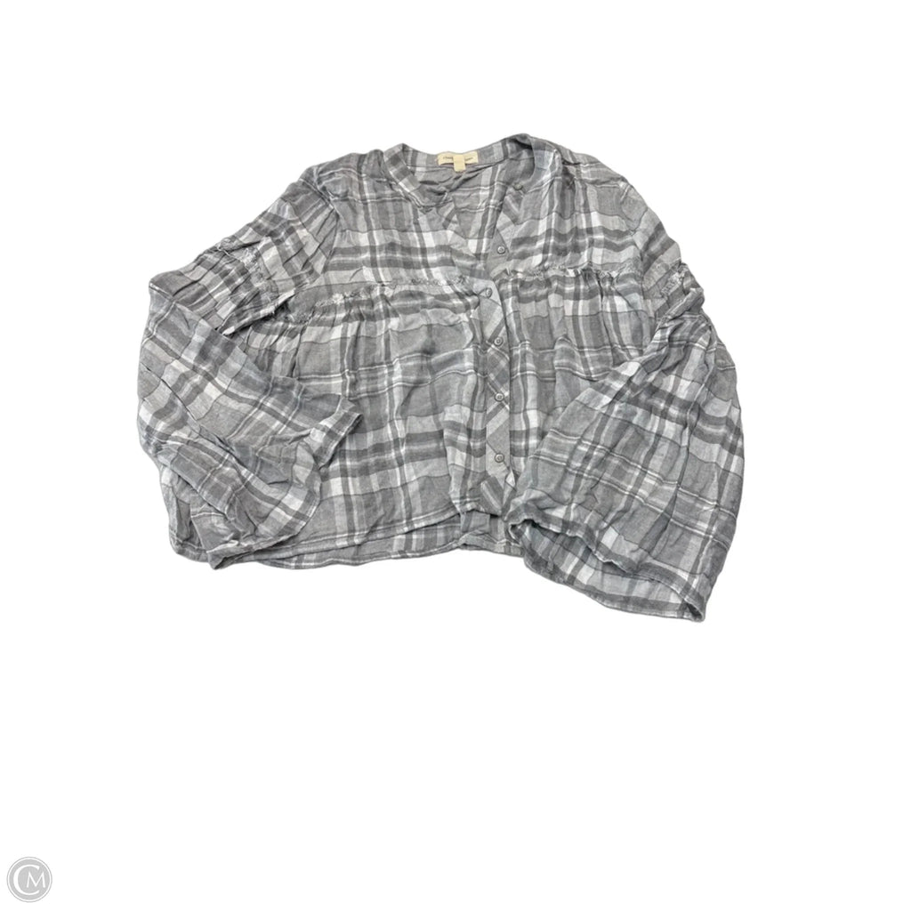 Top Long Sleeve By Cloth & Stone In Plaid Pattern, Size: M