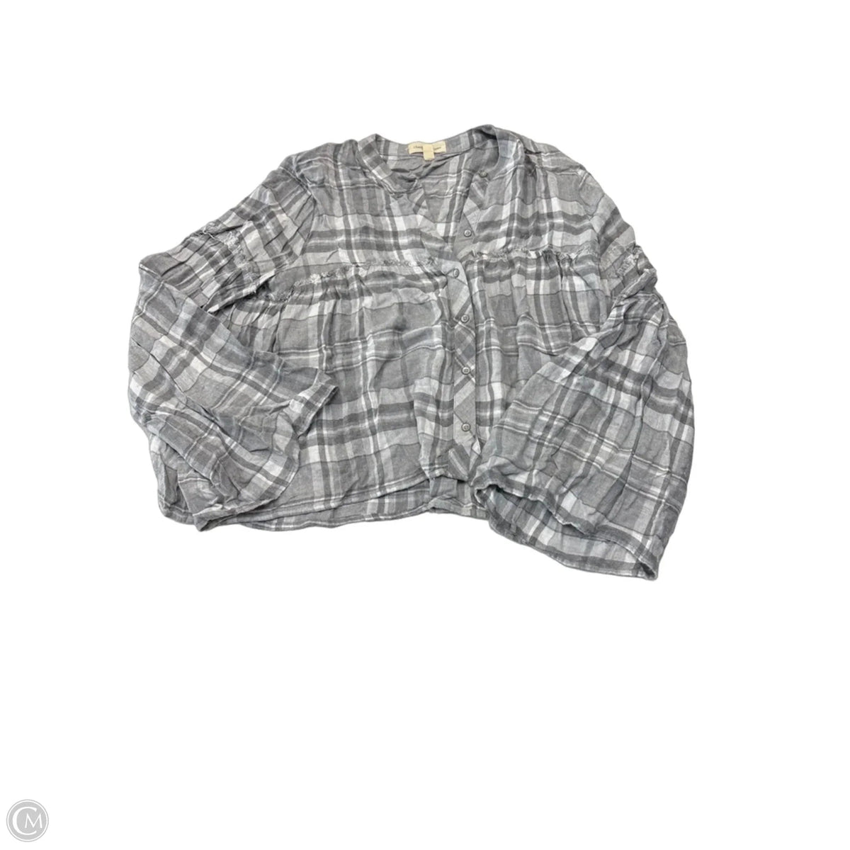 Top Long Sleeve By Cloth & Stone In Plaid Pattern, Size: M