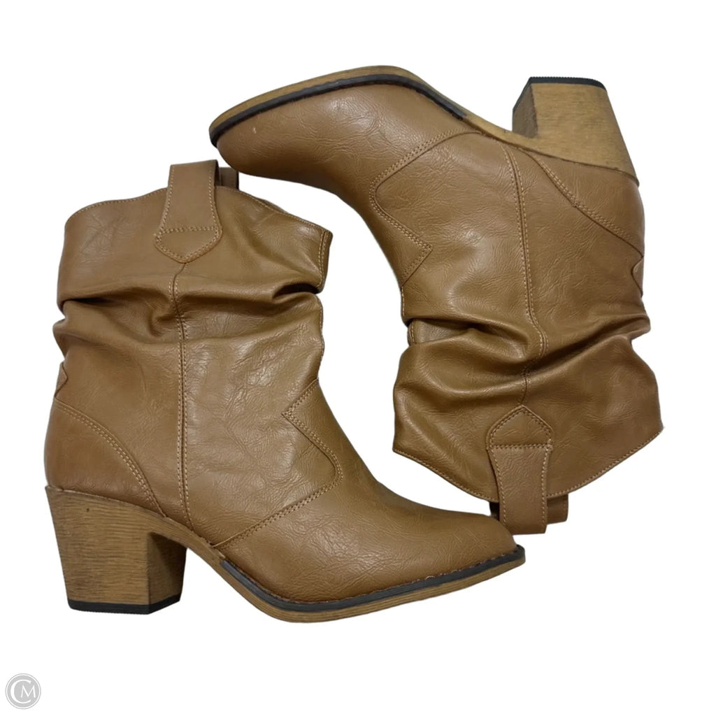 Boots Ankle Heels By Clothes Mentor In Tan, Size: 9